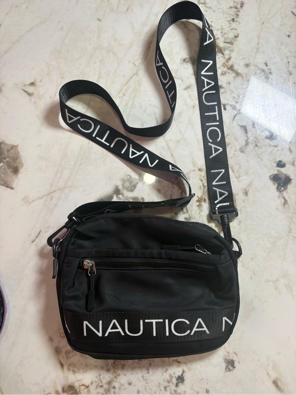 Nautica Black Logo Strap Crossbody Belt Bag